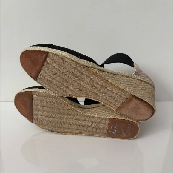 Ralph Lauren Black and Tan Espadrille Wedges - Picture 8 of 10